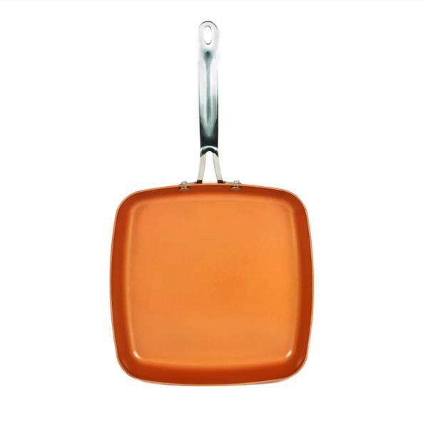 Oven-Safe Square Copper Pan Skillet With Non-Stick Ceramic Coating + FREE SHIPPING!