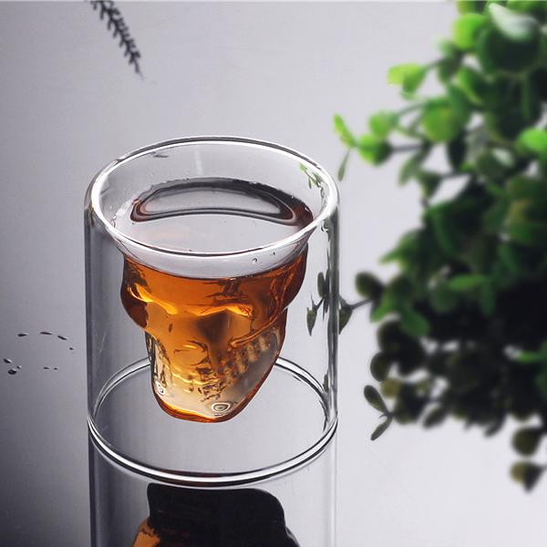 Kitchen - Set Of 4: Doomed Double-Walled Crystal Skull Shot Glasses