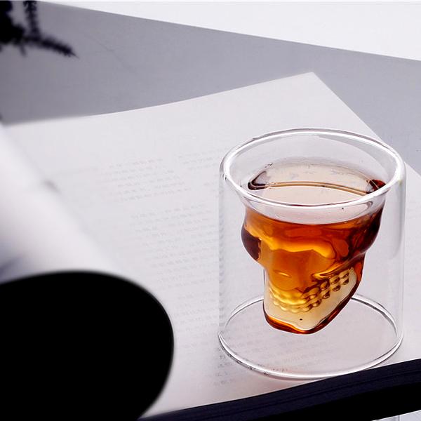 Kitchen - Set Of 4: Doomed Double-Walled Crystal Skull Shot Glasses