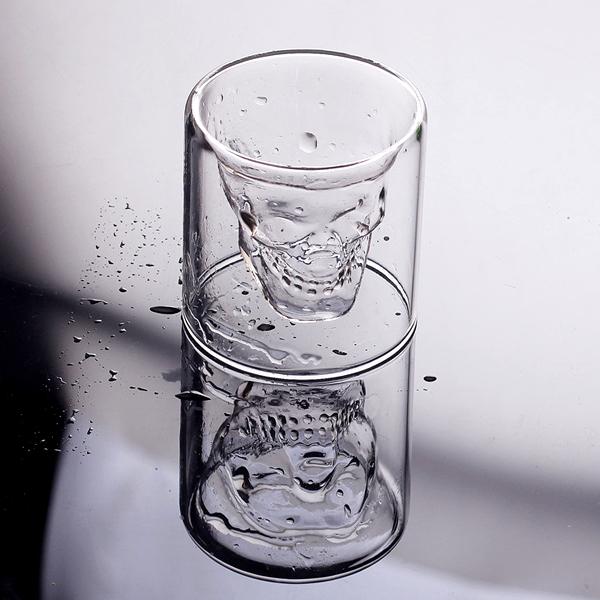 Kitchen - Set Of 4: Doomed Double-Walled Crystal Skull Shot Glasses