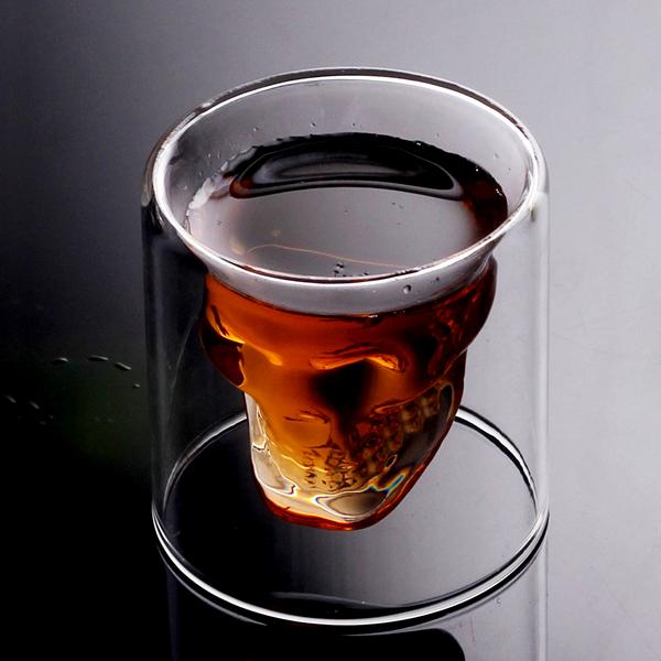 Kitchen - Set Of 4: Doomed Double-Walled Crystal Skull Shot Glasses