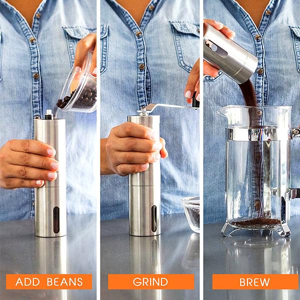 Kitchen - Stainless Steel Manual Coffee Grinder With Ceramic Burr