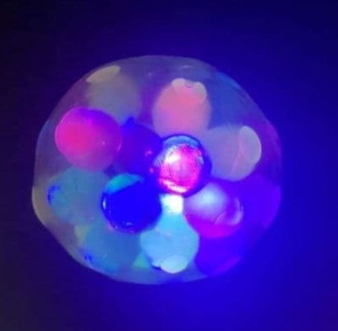 Mesh Squish Ball Rainbow Colours - Light Up - 6 Pack