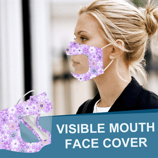 2 Pack: Cotton Fashion Mask with Clear Mouth Panel