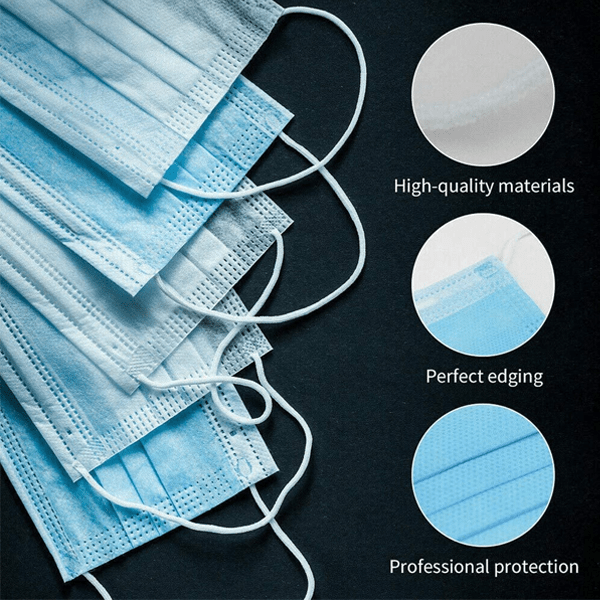 50 Pieces Hypoallergenic Disposable Face Masks - 98% Bacterial Filtration Efficiency