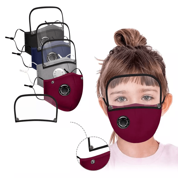 2 PACK: Unisex Protective Facemask with Eye Shield For Kids & Adults