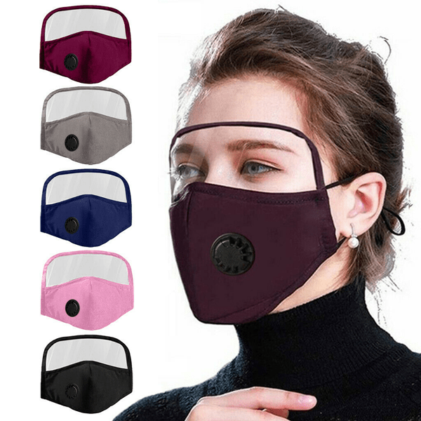 2 PACK: Unisex Protective Facemask with Eye Shield For Kids & Adults