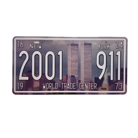 "New York 2001-911 World Trade Center" Vintage License Plate Wall Decor Sign