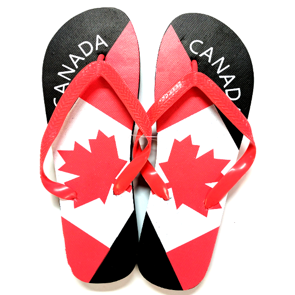 Outdoor - Canada Tilted Flag Style Flip Flops - Assorted Sizes
