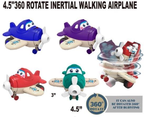 360° Spinning And Rotate Walking Cartoon Airplane - 2 Pack