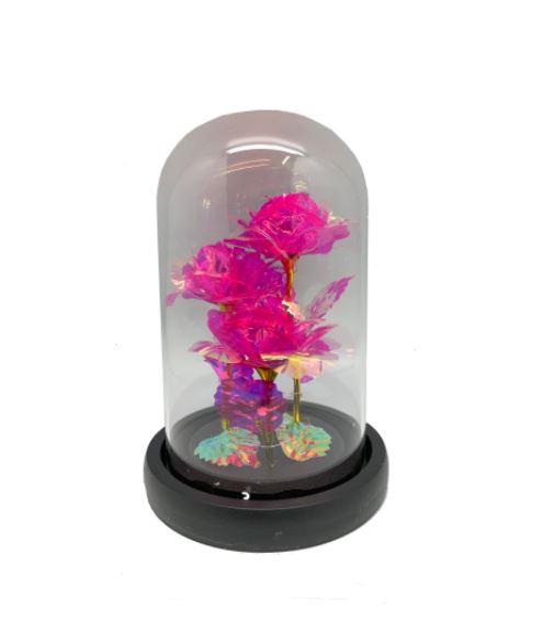3 Roses LED Light In Glass Dome - 5 Colours