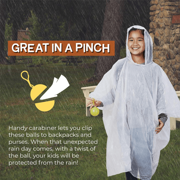 BUY MORE, SAVE MORE! Disposable Rain Poncho Ball - Available in 2 Pack & 4 Pack!