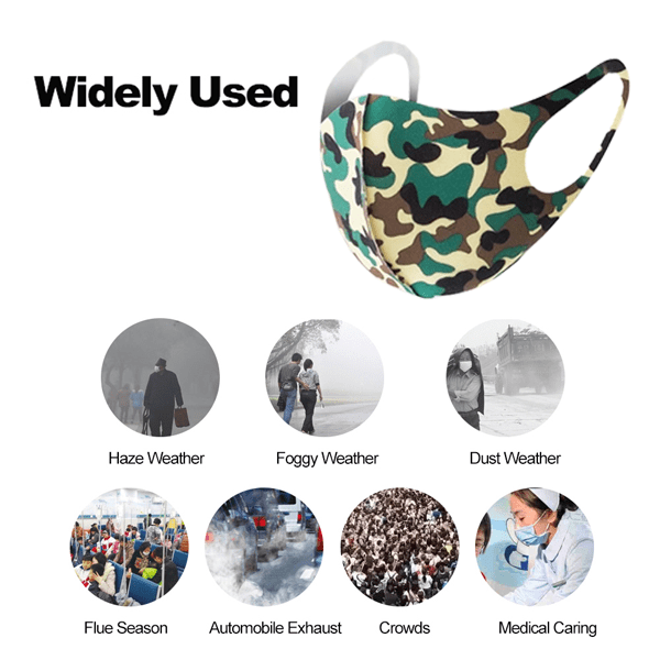 3 Pieces: Camo Printed Face Mask - Assorted Style