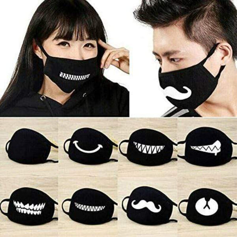 3 Pieces Unisex 3D Print Cartoon Pattern Cotton Face Masks