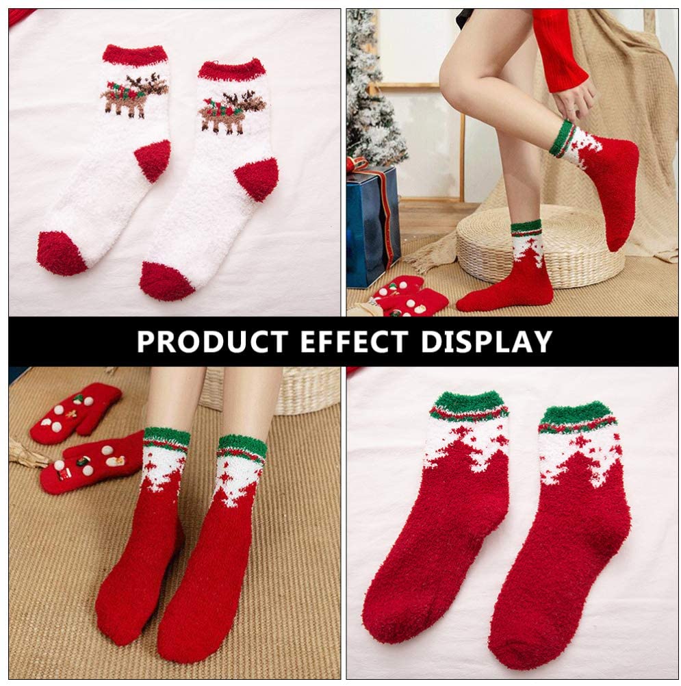 6 Pairs Fluffy Winter Christmas Socks