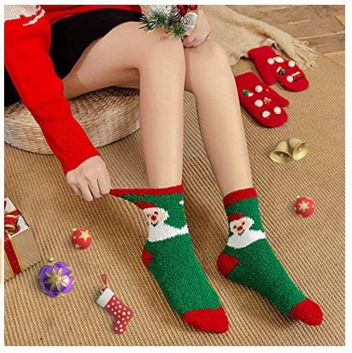 Fluffy Winter Christmas Socks - 6 Pairs -SET A