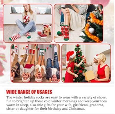 Fluffy Winter Christmas Socks - 6 Pairs - SET C
