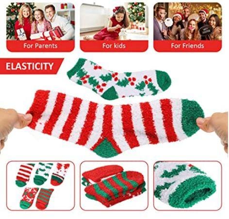 Fluffy Winter Christmas Socks - 6 Pairs - SET C