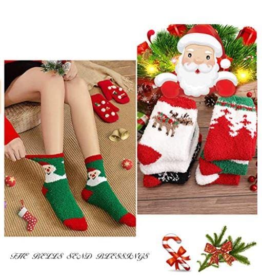 Fluffy Winter Christmas Socks - 6 Pairs -SET A