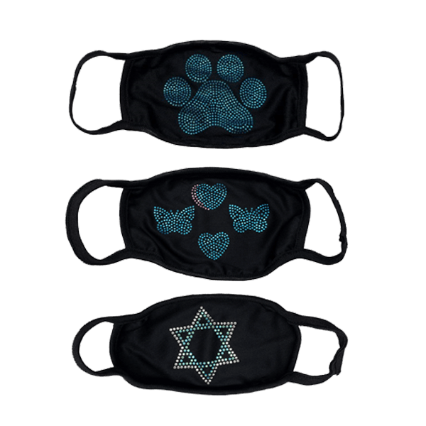 2 Pack: Cotton Shaped Rhinestone Face Mask