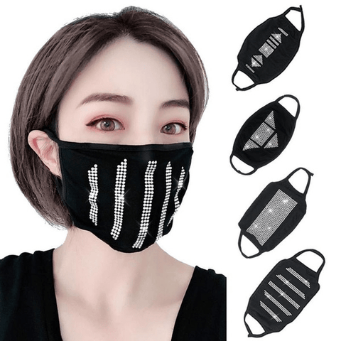 2 Pack: Cotton Shaped Rhinestone Face Mask