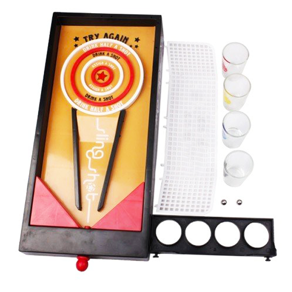 "Fun Drinking Sling Shot Board Game" Adult Party Celebration Drinking Game Set with 4 Shot Glasses