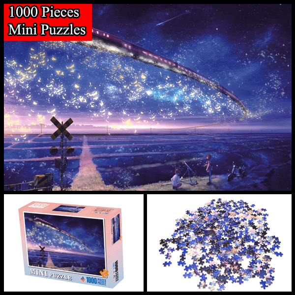 "Train Under The Starry Night" 1000 Pieces Mini Jigsaw Puzzles