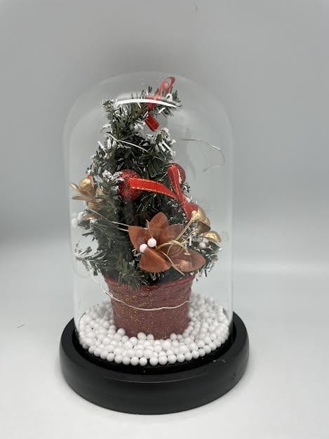 Christmas Tree With LED Lights in Glass Dome