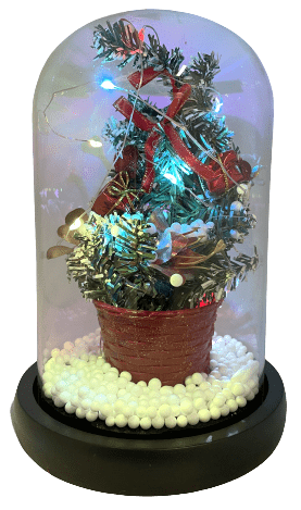 Christmas Tree With LED Lights in Glass Dome