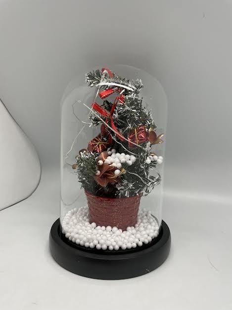 Christmas Tree With LED Lights in Glass Dome