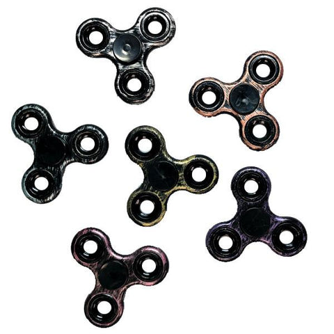 Toys - Retro Brushed Metallic Fidget Spinner: Stress Reliever - Assorted Colors