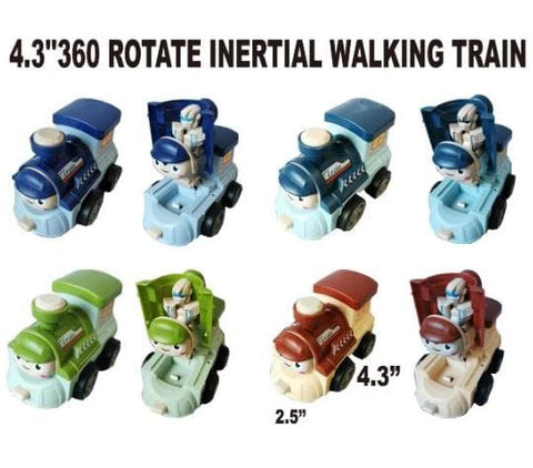360° Spinning And Rotate Walking Cartoon Train - 2 Pack