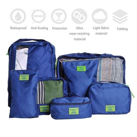 Travel - Deluxe 7-Piece Water-Resistant Travel Bags And Luggage Organizer Set - Assorted Colors