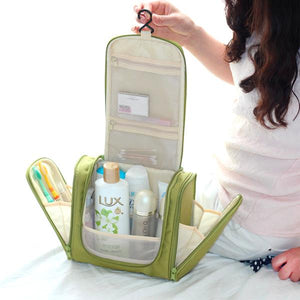 Travel - The Ultimate Toiletry & Cosmetics Travel Bag With 3-Compartments & Built-In Hanging Hook