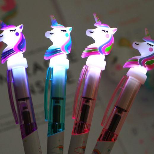 Lighting Rainbow Unicorn Pen - Set of 4