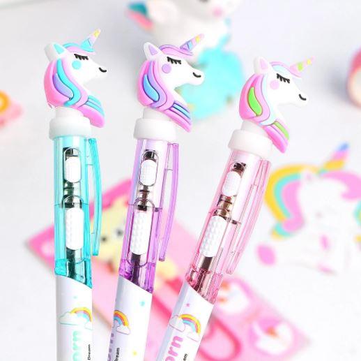 Lighting Rainbow Unicorn Pen - Set of 4