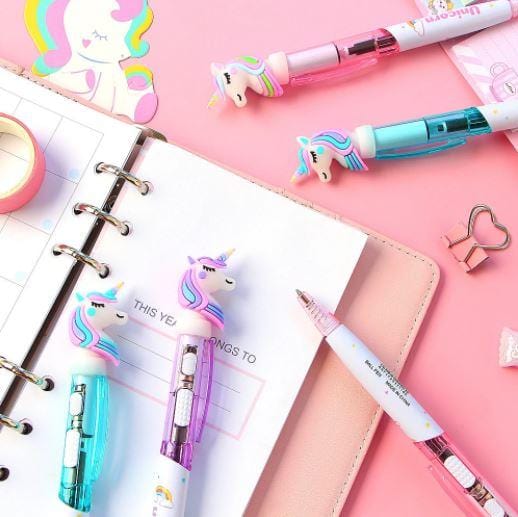 Lighting Rainbow Unicorn Pen - Set of 4