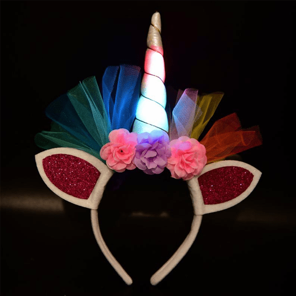 6 Pieces, 12 Pieces or 24 Pieces LED Light Up Unicorn Headbands