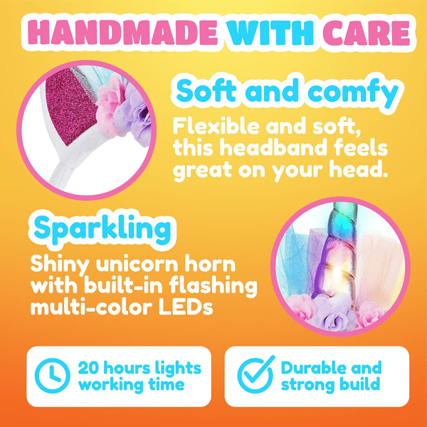 4 Piece LED Light Up Unicorn Headbands