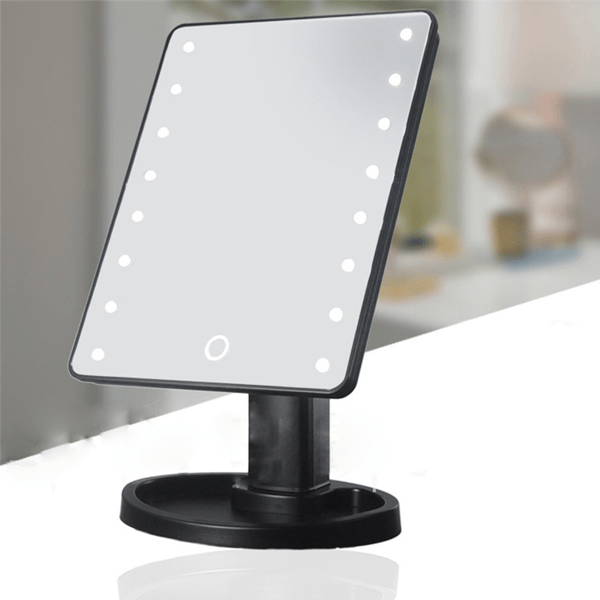 Ultra Clear 16-LED Rotating Vanity Mirror With Adjustable Viewing Angle and Tray