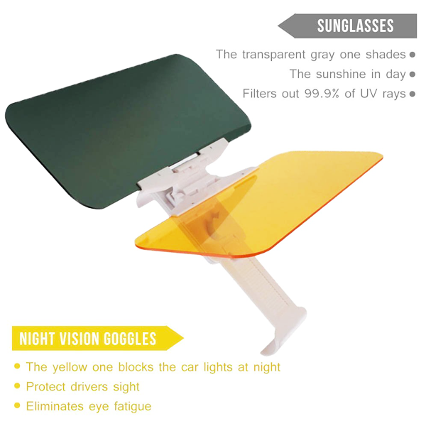 2 Pack Deluxe HD Day and Night Anti-Glare Vehicle Visor