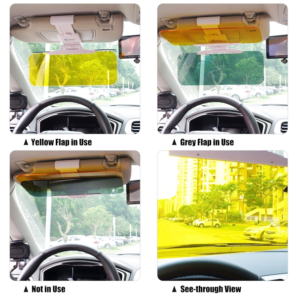 2 Pack Deluxe HD Day and Night Anti-Glare Vehicle Visor