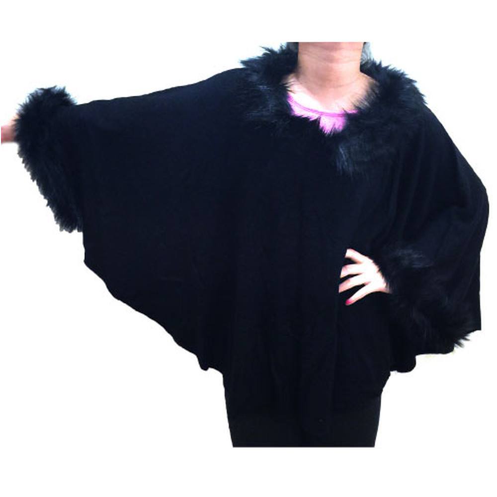 WINTER WEAR - Poncho W/ Imitation Fox Fur - #17192