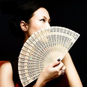 Women's Fashion - Carved Bamboo Folding Handheld Fan